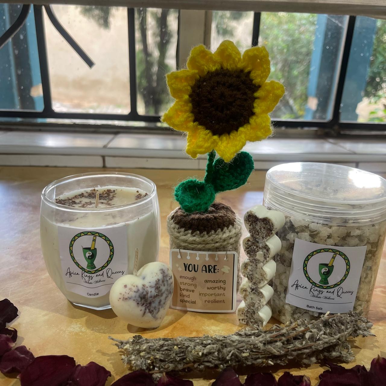 Candle, Crochet Flower & Impepho Set