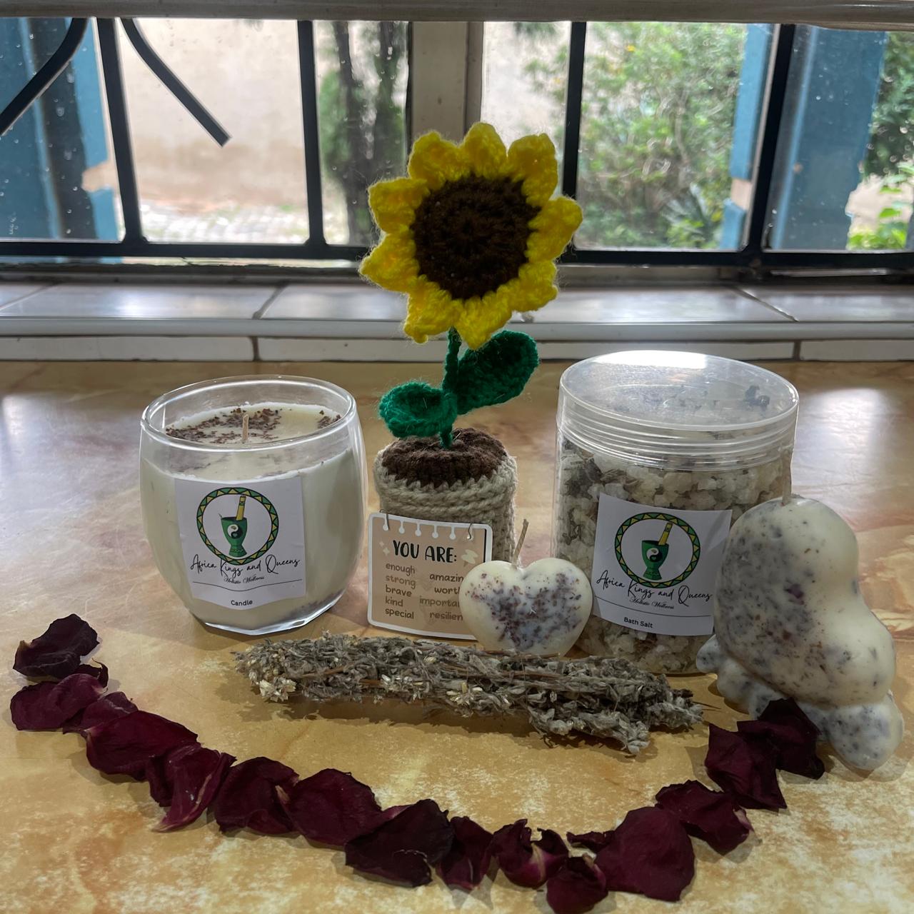 Candle, Crochet Flower & Impepho Set