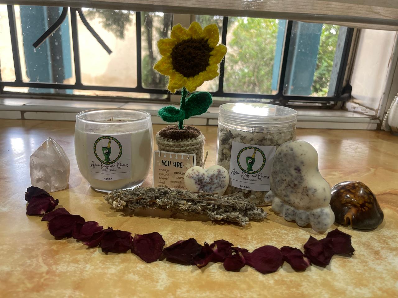 Candle, Crochet Flower & Impepho Set