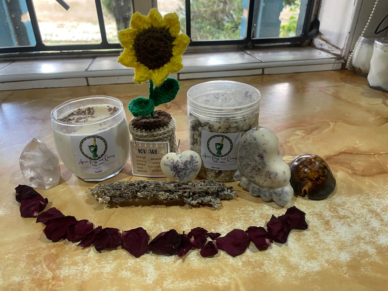 Candle, Crochet Flower & Impepho Set