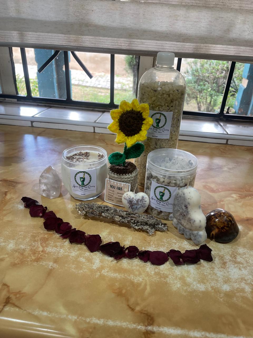 Candle, Crochet Flower & Impepho Set
